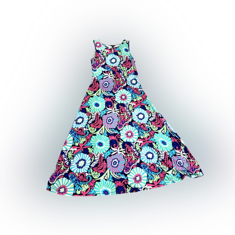 Talbots Sleeveless Maxi Dress Large Multicolor Paisley Floral Print - Picture 6 of 8